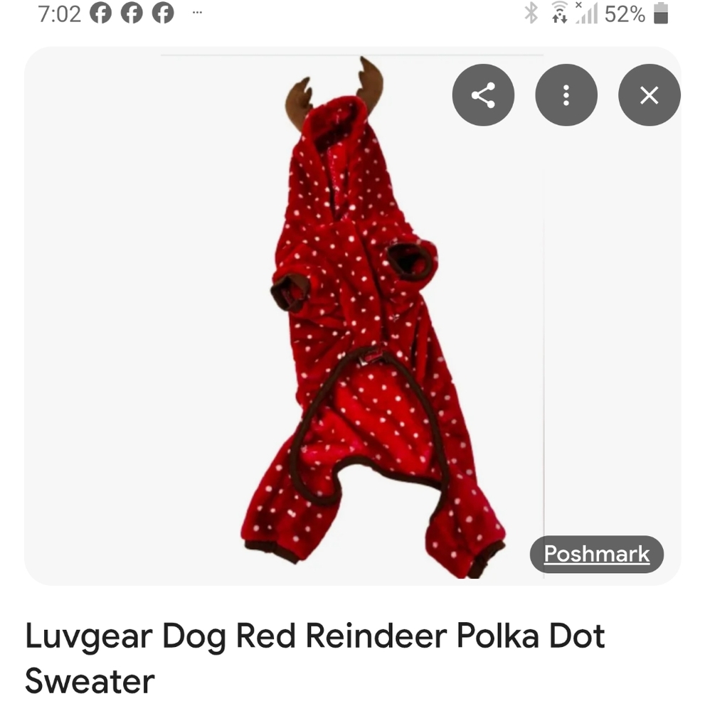 The LuvGear Red Polka Dot Reindeer Fleece Dog Pajamas in size S are cozy